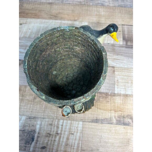 Duck Themed Stone-Look Planter With Rustic Charm Perfect Decor - Picture 5 of 6